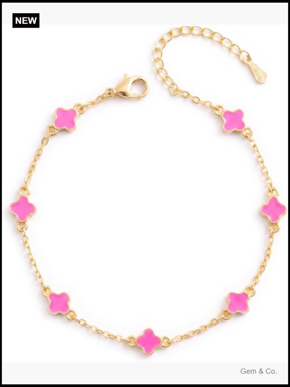 Tiny Clover Charm Bracelet 14K Gold Plated Dainty Chain